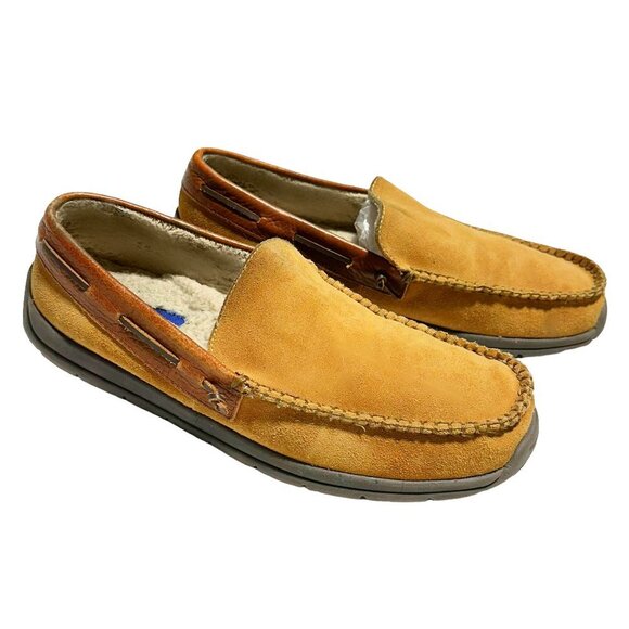 Tempur-Pedic Men's Upslope Suede Leather Slip-On Moccasin Slippers Hashbrown - Picture 2 of 6
